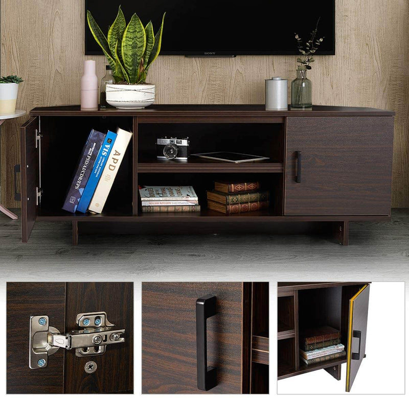Minimal TV Stand, Classical Design TV Cabinet for TV, 48'' Media Console Table with Cabinet Door and Shelves (Brown)