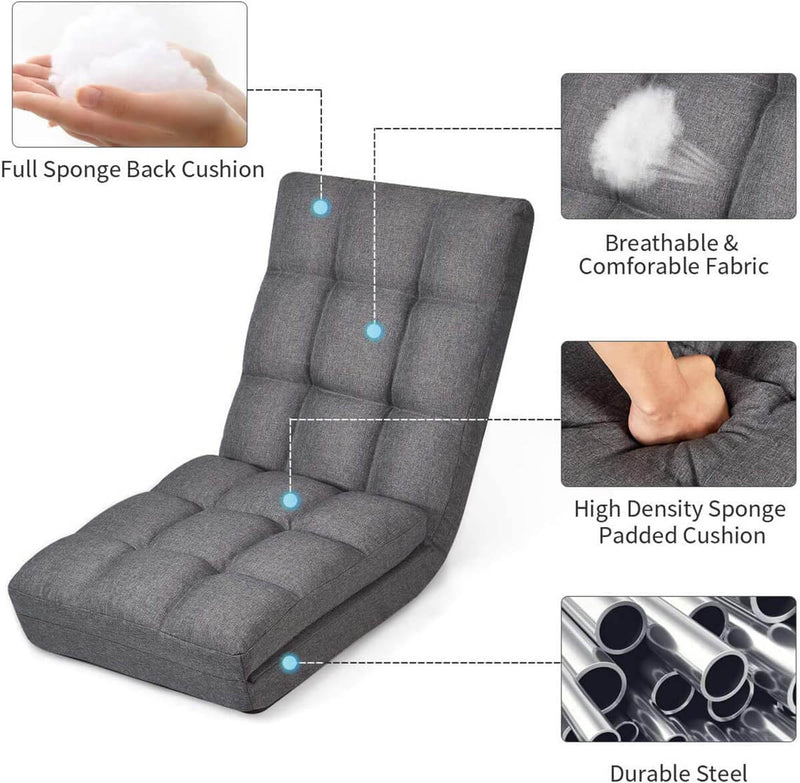 Floor Chair 14 Gear Adjustable Back Support Folding Sofa Bed