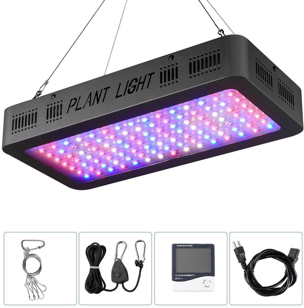 1200W LED Plant Grow Lights for Indoor Plants Full Spectrum Dual-Chip with Daisy Chain & Thermometer Humidity Monitor