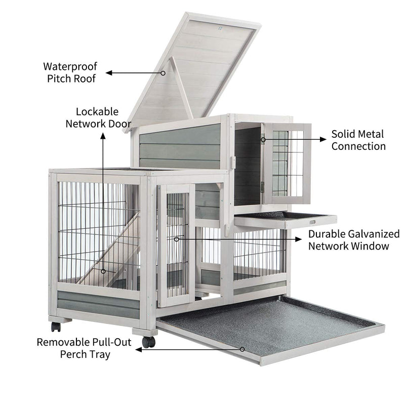 Rabbit Hutch Pet House for Small Animals Indoor & Outdoor (37 inches)