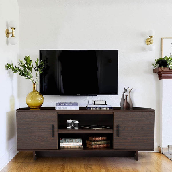 Minimal TV Stand, Classical Design TV Cabinet for TV, 48'' Media Console Table with Cabinet Door and Shelves (Brown)