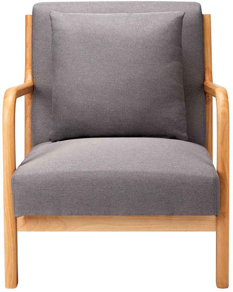 Mid Century Accent Chair Wood Frame Madison Charcoal Lounge Chair Fabric Club Chair Grey