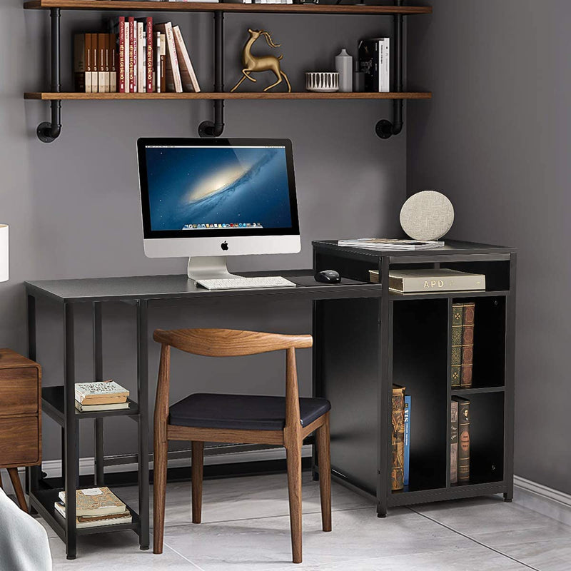Computer Desk with Storage Bookshelves 47 inch Modern Sturdy Writing Desk for Home Office Black