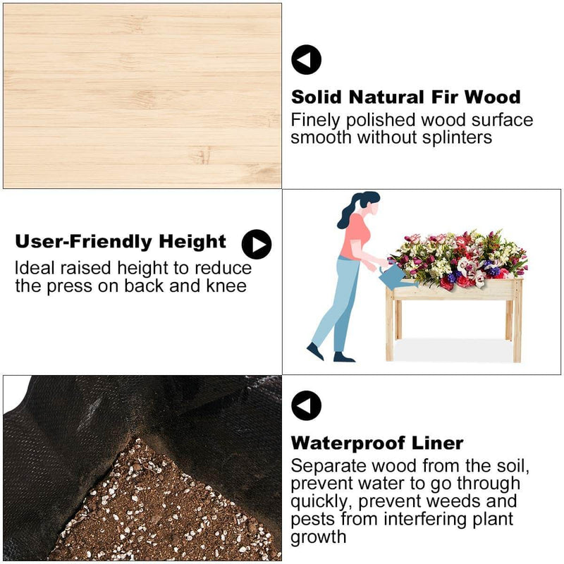 Raised Garden Bed, Raised Planter Box with legs, Outdoor Wooden Planter Bed for Vegetable/Flower/Herb, 30”(H) x 45 1/4”(L) x 23 1/2”(W)