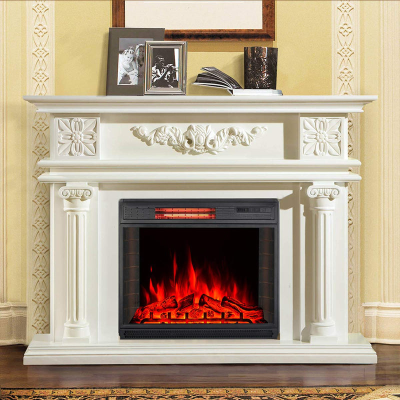 28"Electric Fireplace Insert, Recessed Mounted Electric Fireplace Heater with Remote Control,Black
