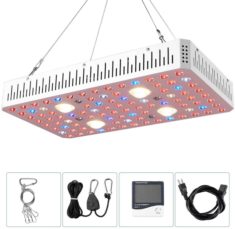 2000W LED Plant Grow Lights for Indoor Plants Full Spectrum Dual-Chip with Daisy Chain & Thermometer Humidity Monitor