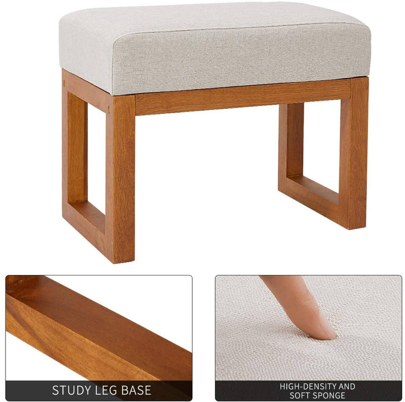 Rocking Chair, Mid Century Accent Chair, Glider Rocker with Ottoman,Seat Wood Base, High Back Linen Armchair, Beige