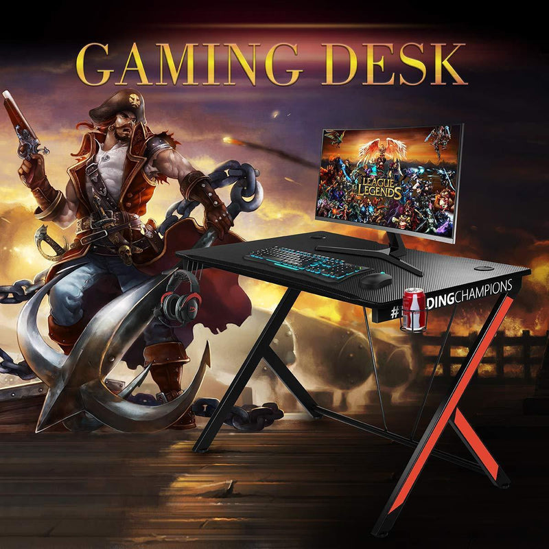 Gaming Desk 43.5" with Cup Holder and Headphone Hook Gamer Workstation