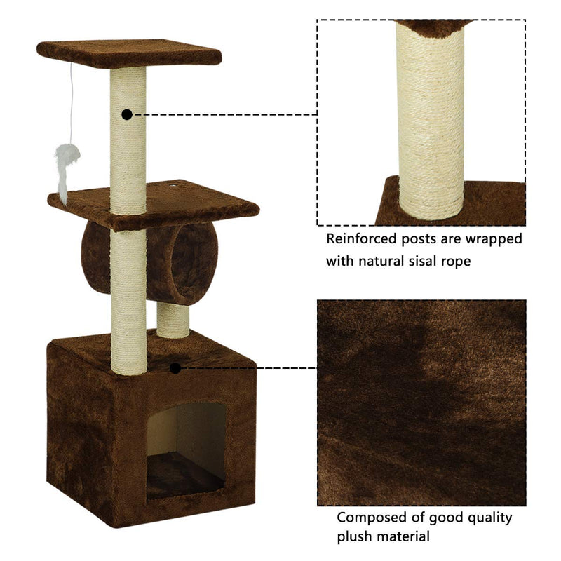 36 inches Multi-Level Cat Tree Furniture with Scratching Posts (Free Gifts)