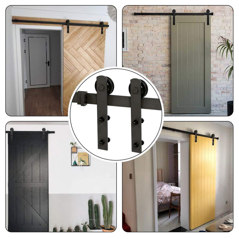 5-12 FT Sliding Barn Wood Door Hardware Kit - Smoothly and Quietly