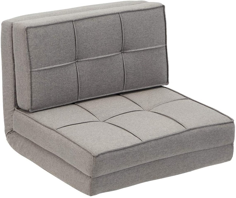 Triple Fold Down Sofa Bed, Adjustable Floor Couch Sofa 5 Adjustable Positions 6 Reclining Angles Sleeper Sofa Guest Chaise Loungefor Living Room and Bedroom Grey