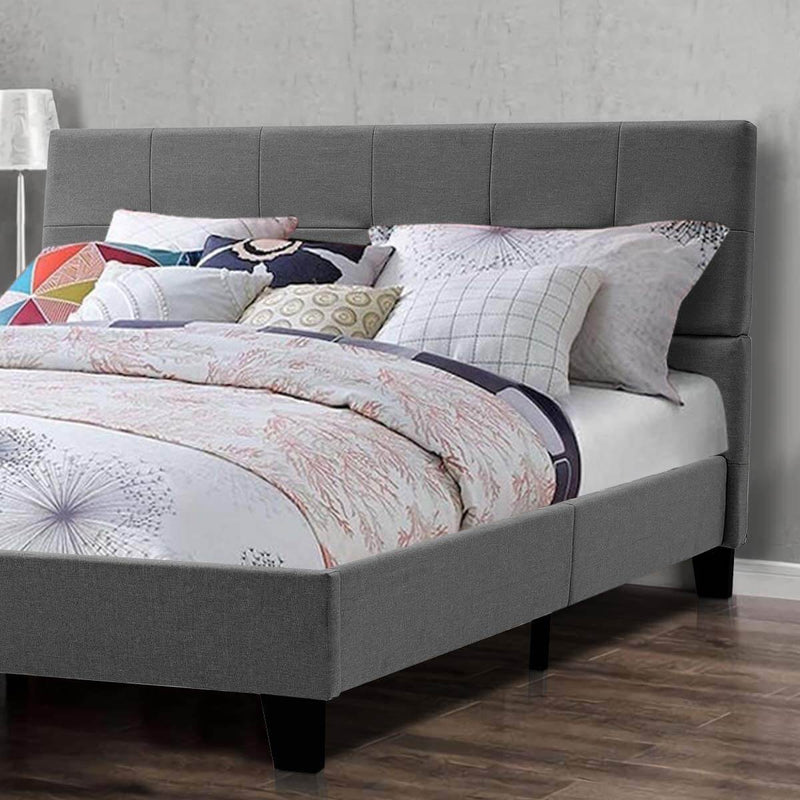 Platform Bed Frame, Full Size Linen Fabric Bed Frame with Wood Slats Support, Upholstered Platform Bed Mattress Foundation,Easy Assembly (Full Size/Dark Gray)