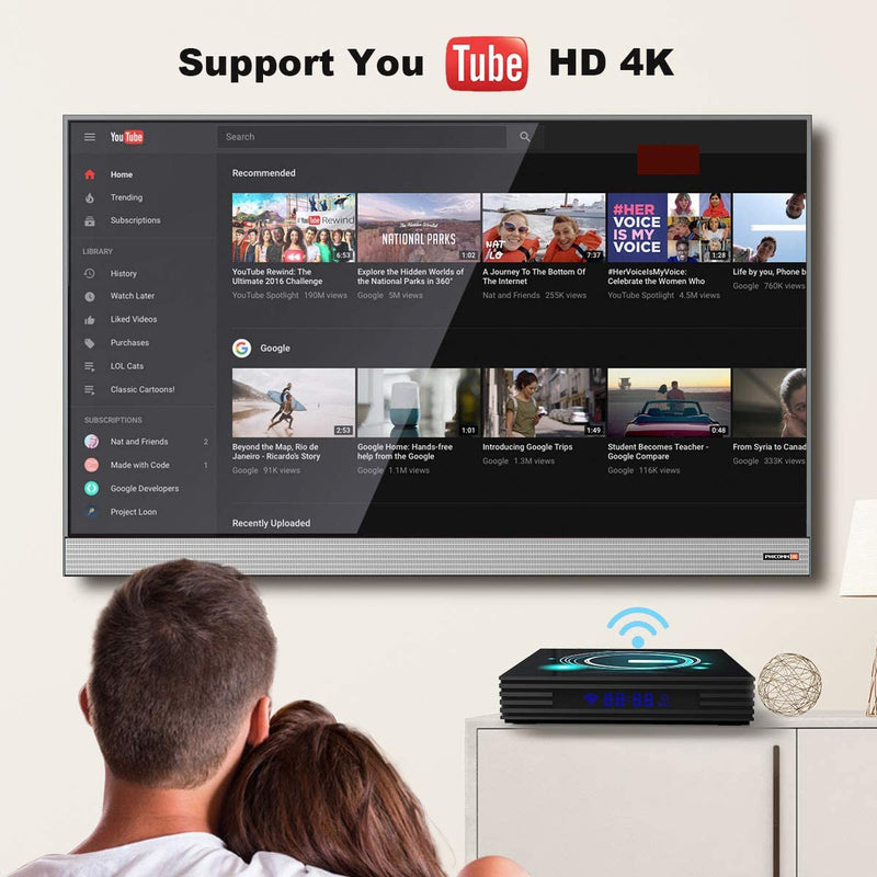 TV Box for Android 9.0 TV Box S905X3 4K HDR Ultra-HD Quad-core Streaming Network Media Player 2/4GB RAM & 64GB ROM