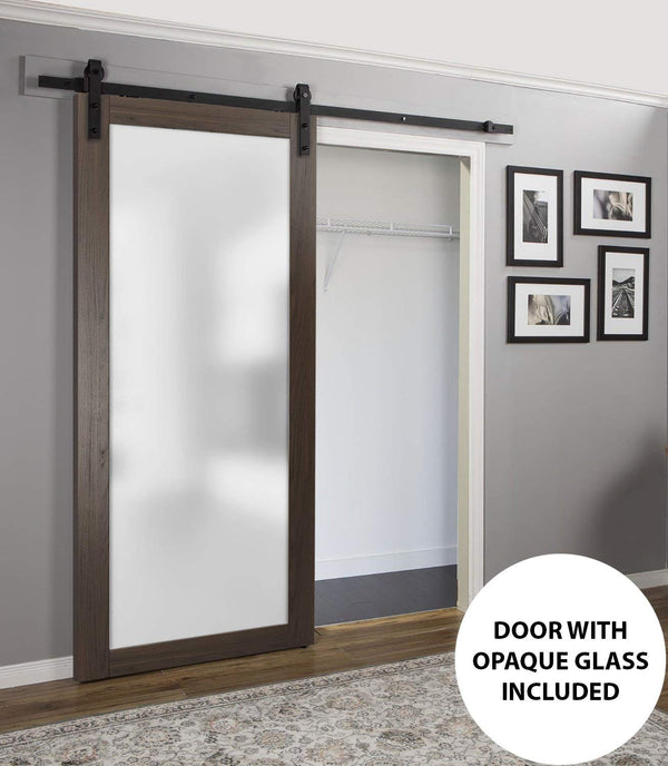 Glass Sliding Barn Door Panel Slab Barn Pocket Sliding Closet Frosted Lite 42in x 80in
