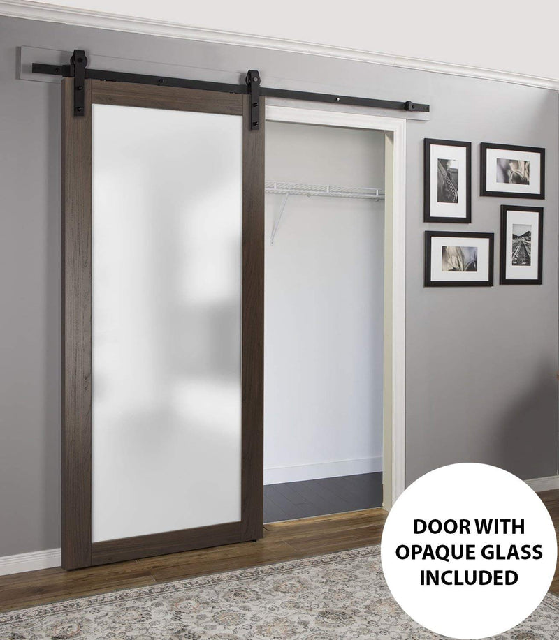 Glass Sliding Barn Door Panel Slab Barn Pocket Sliding Closet Frosted Lite 42in x 80in