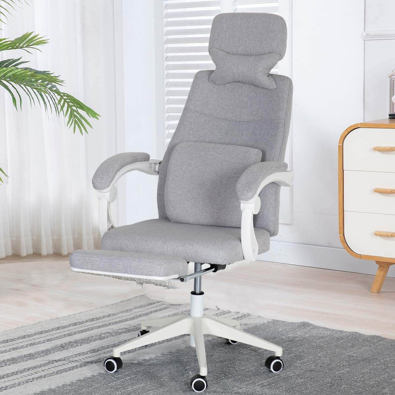 Ergonomic Office Chair, High Back Adjustable with Footrest and Headrest Desk Chairs with Flip Up Armrests and Lumbar Support, Gray