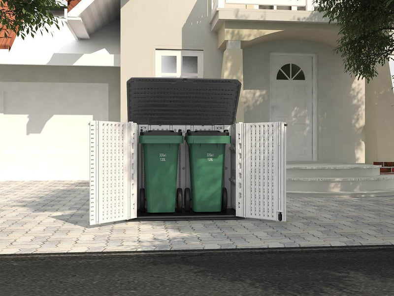Horizontal Storage Shed Weather Resistance, Multi-Purpose Outdoor Storage Box for Backyards and Patios, 26 Cubic Feet Capacity