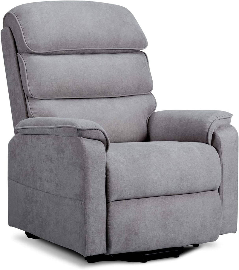 Dual Motor Electric Power Recliner Lift Chair, Linen Fabric Electric Recliner for Elderly, Heated Vibration Massage Sofa with Side Pockets & Remote Control, Gray