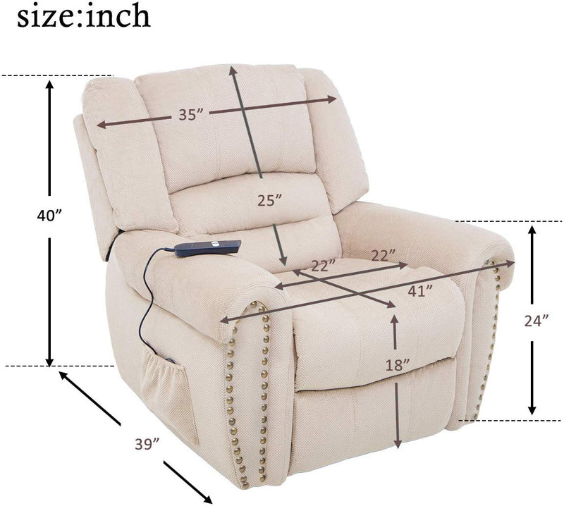 Large Power Lift Chair Recliner Sofa for Elderly Help Standing with Remote Control