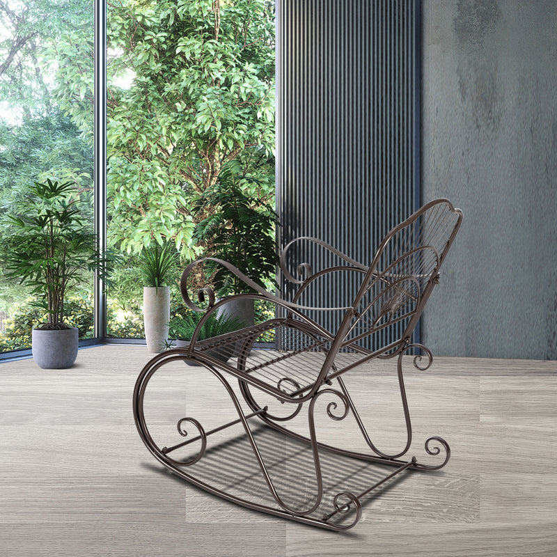 Patio Rocking Chair Leisure Chair, Sun Shape Garden Iron Art Paint Rocking Chair