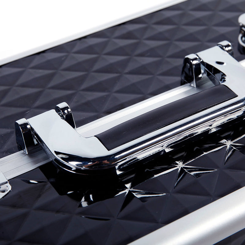 Multi-layer Professional Portable Aluminum Cosmetic Makeup Case Black
