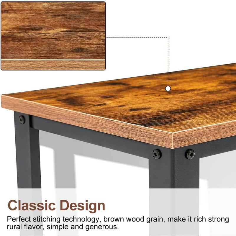 Industrial Console Table, Hallway Table with 2 Mesh Shelves, Sofa Table for Living Room Bedroom Entryway Study Balcony Hallway Workshop, Easy Assembly