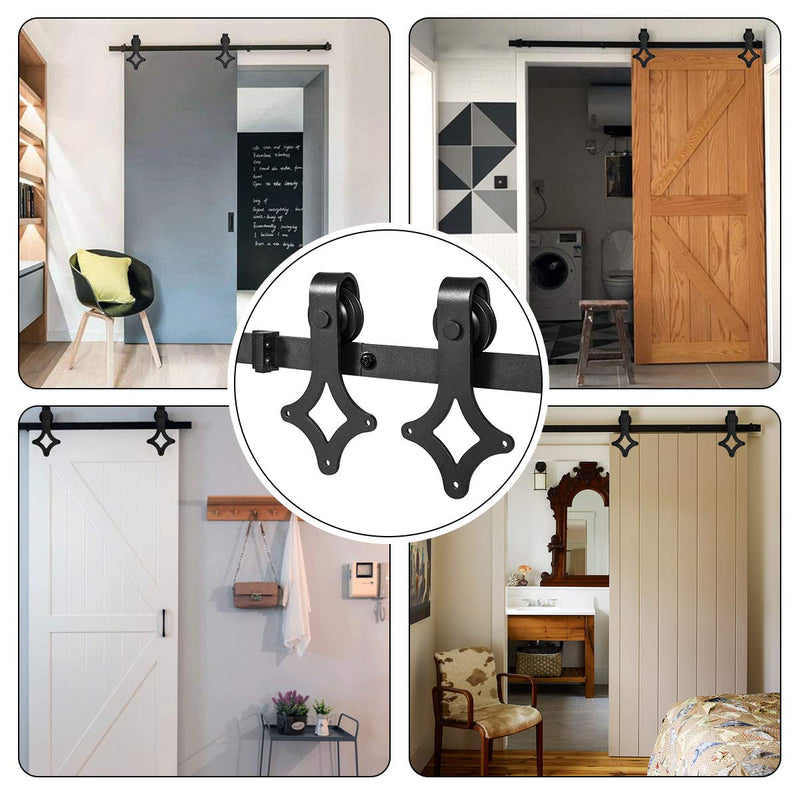 HomHum Sliding Barn Door Hardware Kit Rhombic Shape Heavy Duty Sturdy Modern
