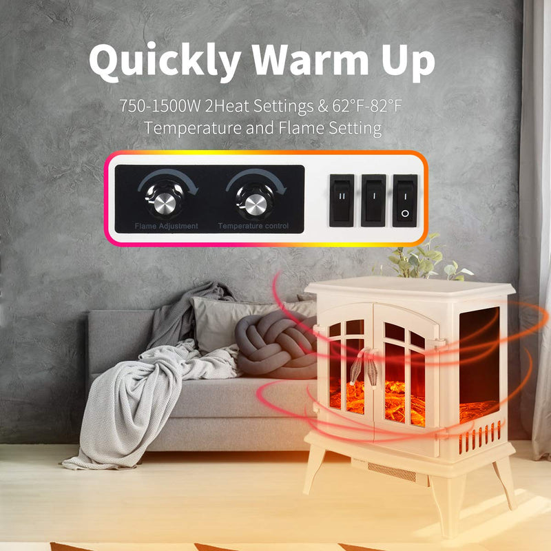 Electric Fireplace Heater 23" Freestanding Portable Electric Stove Heater with Realistic Log Frame,Black