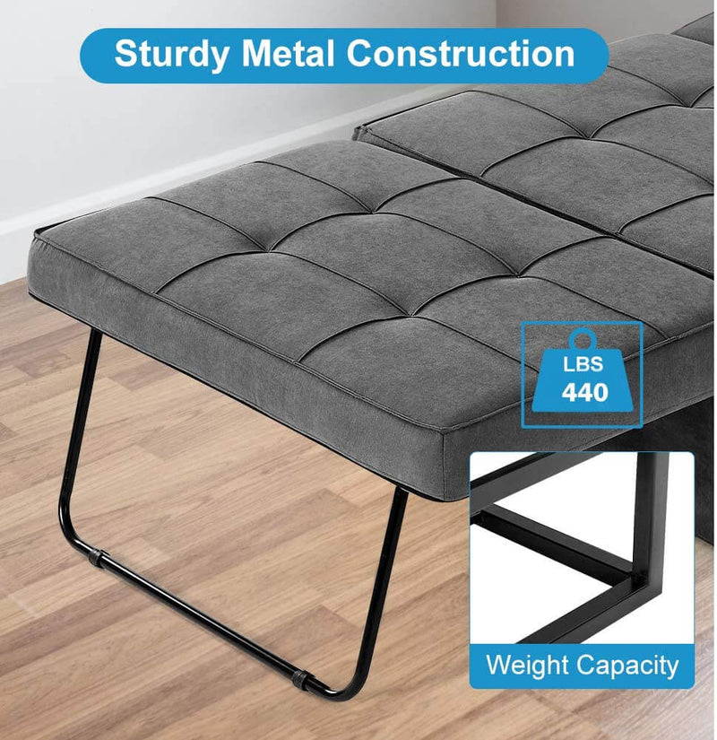 Folding Ottoman Sleeper Guest Bed, 4 in 1 Multi-Function Adjustable Guest Sofa Chair Sofa Bed with Pillow, Dark Gray