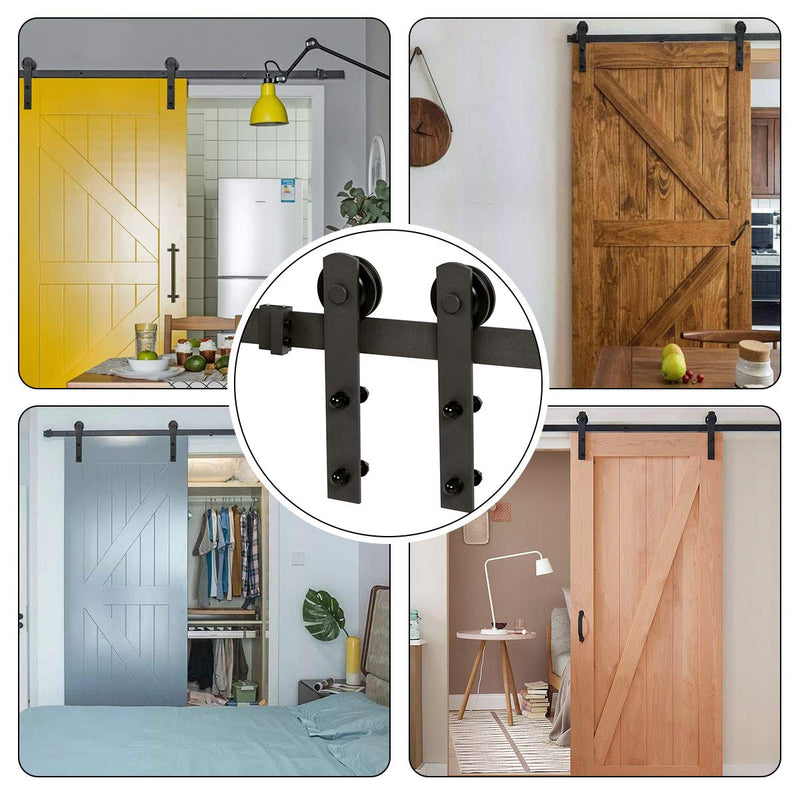 8 FT Barn Door Hardware Kit I Shape Single Sliding Door Hardware Carbon Steel