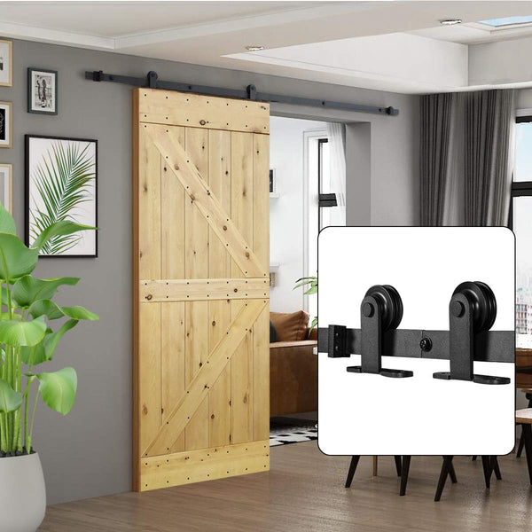 Barn Door Hardware Kit Top Mount T Shape 6.6 Ft Hanging Door Hardware