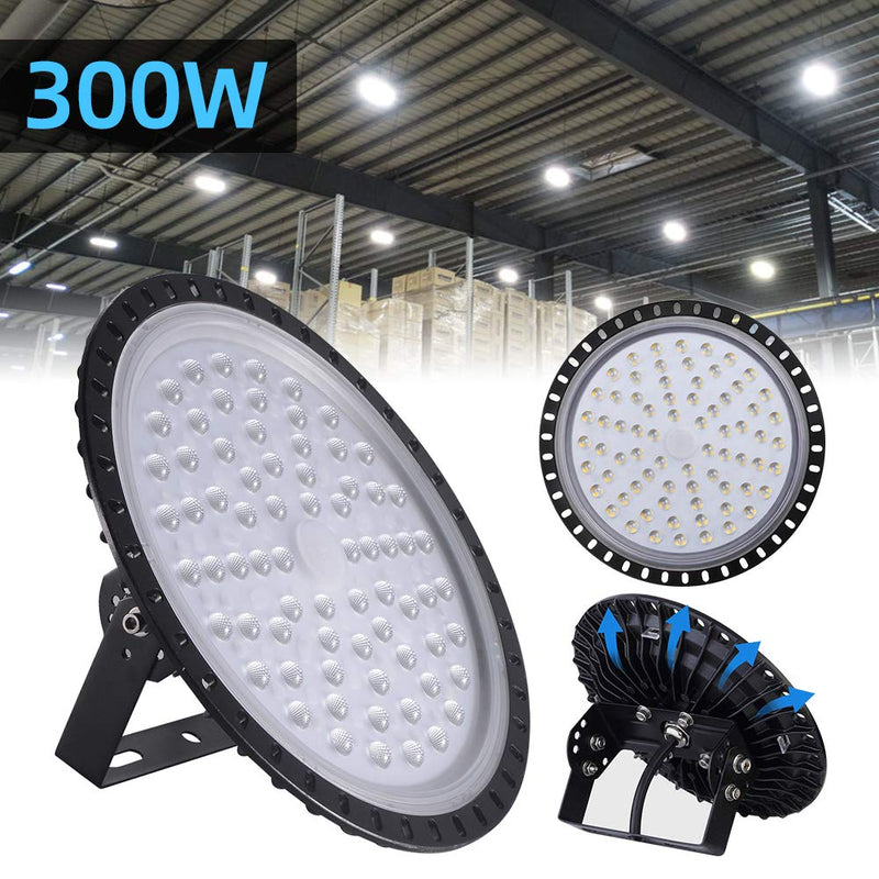 300W LED UFO Industrial Lamp Cold White LED High Bay Light Workshops Factory 4 Pcs