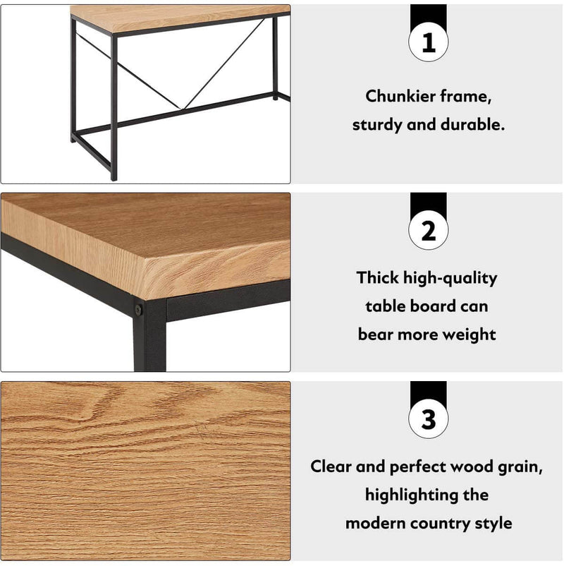 Rustic Industrial Computer Desk,Wood and Metal Writing Desk, Vintage PC Table for Home Office, 55 inch