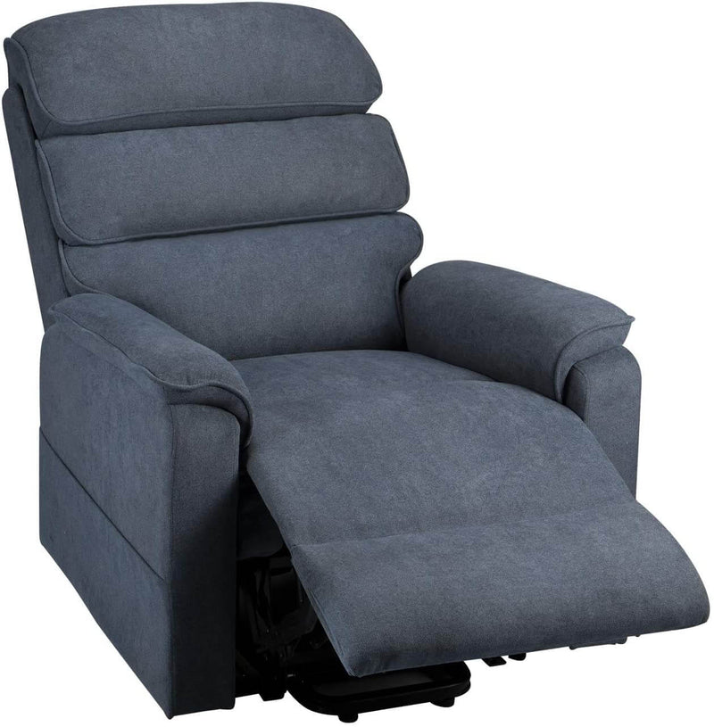 Dual Motor Electric Power Recliner Lift Chair Linen Fabric Electric Recliner for Elderly, Heated Vibration Massage Sofa with Side Pockets & Remote Control, Gray-Blue
