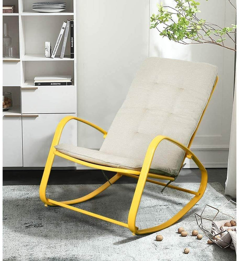 Outdoor Patio Rocker Chair Metal – Wide Ergonomic High Back Supportive Cushioned Fold Reclining Glider for Porch Balcony Yard Deck