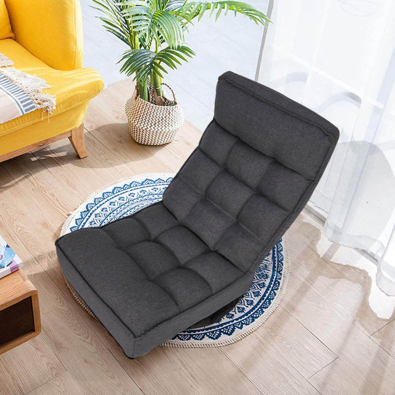Esright 360-Degree Swivel Floor Sofa, High Back Folding Floor Gaming Chair, Floor Lounger Adjustable Sleeper Recliner for Teens&Adults, Gray