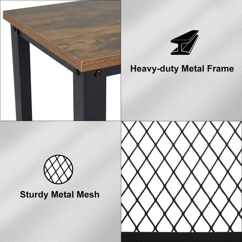 Industrial Console Table, 2 Layer Wooden Entryway Storage Table, Sofa Table with Metal Frame, for Living Room, Hallway