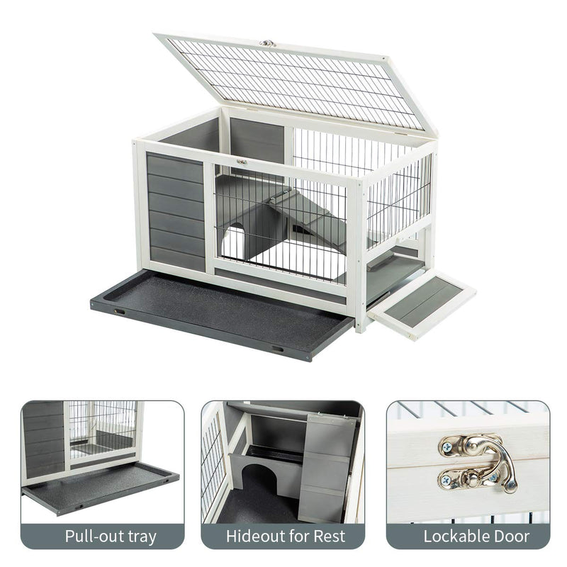 Pet House for Small Animals Indoor & Outdoor No Leak Trays & Ladder (35.4 inches)