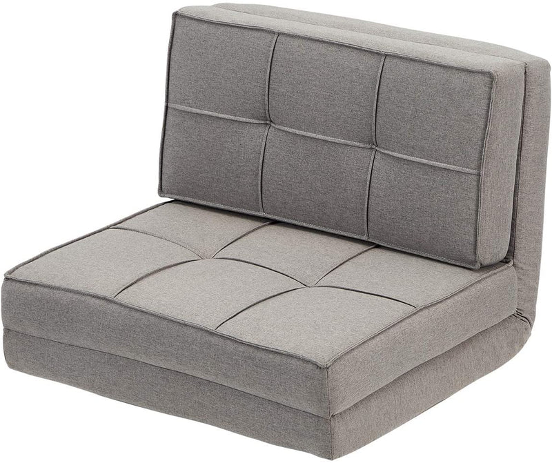 Triple Fold Down Sofa Bed, Adjustable Floor Couch Sofa 5 Adjustable Positions 6 Reclining Angles Sleeper Sofa Guest Chaise Loungefor Living Room and Bedroom Grey