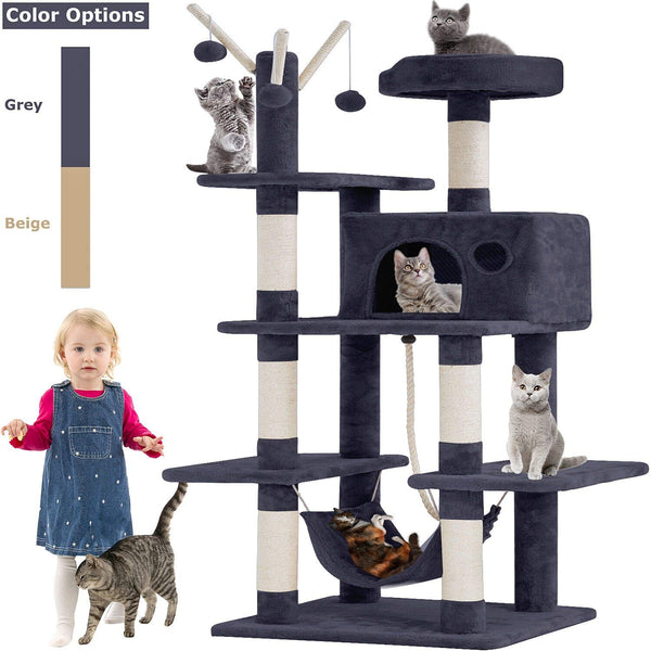 Cat Tree Tower Condo Playground Cage Kitten Multi-Level 56 inches Activity Center Play House