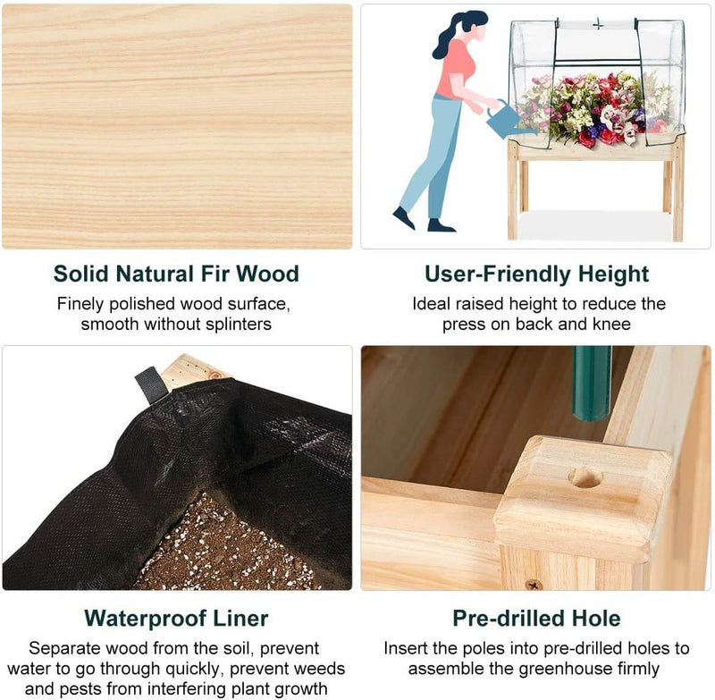 Raised Garden Bed, Raised Planter Box with legs, Outdoor Wooden Planter Bed for Vegetable/Flower/Herb, Natural Fir Wood 59” (H) x 45 1/4”(L) x 22 1/2”(W)
