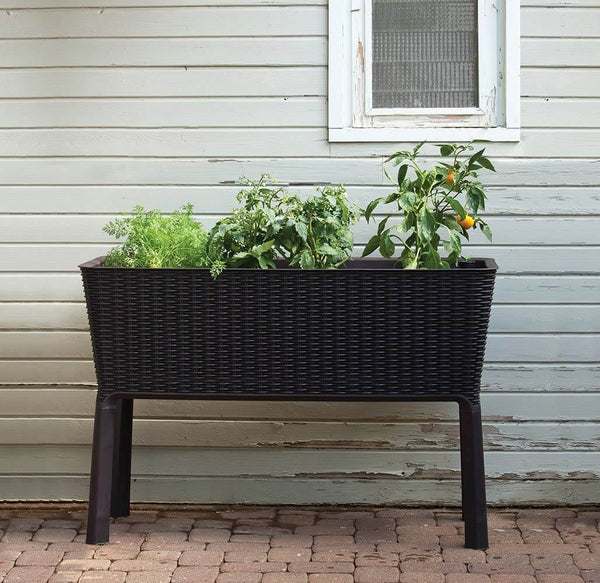 31.7 Gallon Raised Garden Bed with Self Watering Planter Box and Drainage Plug, Brown
