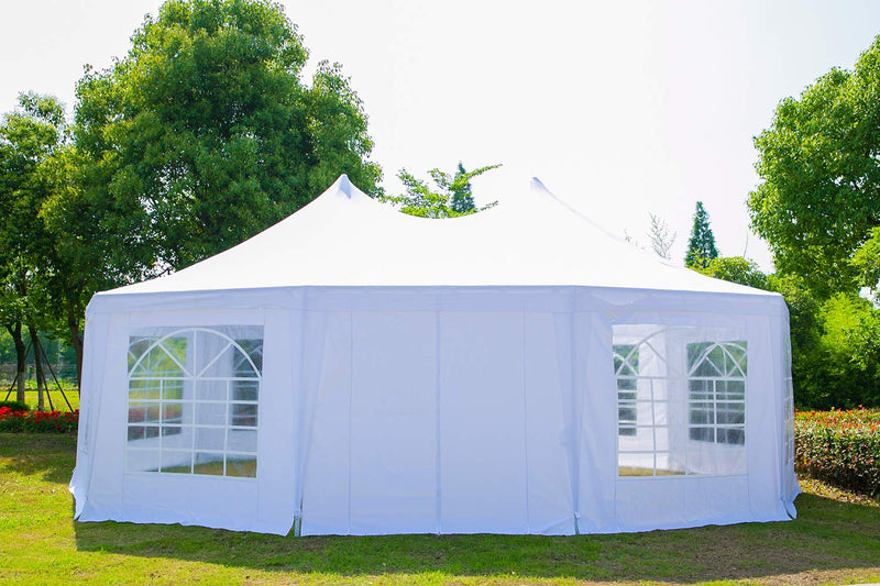 HomHum 10 x 20ft Party Tent Gazebo Pavilion Adjustable Removable Sidewalls White Shelter with Carrying Case Bag for Wedding,Garden (26x19ft)
