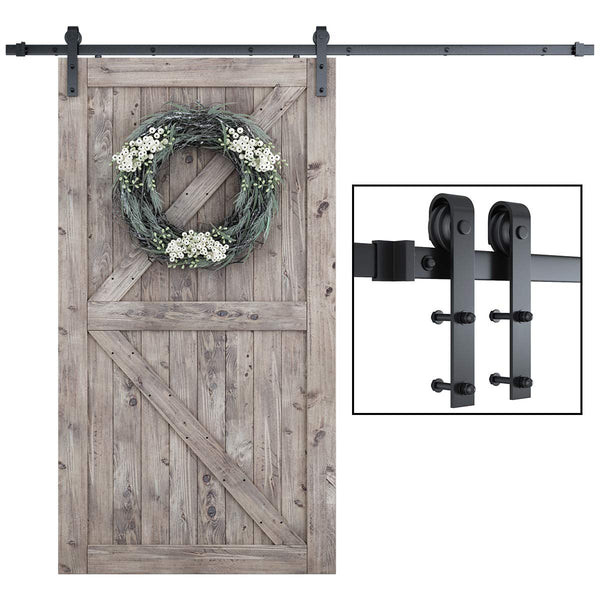 6.6 ft Sliding Barn Door Hardware Antique Style Carbon Steel Single Barn Door Hardware Kit