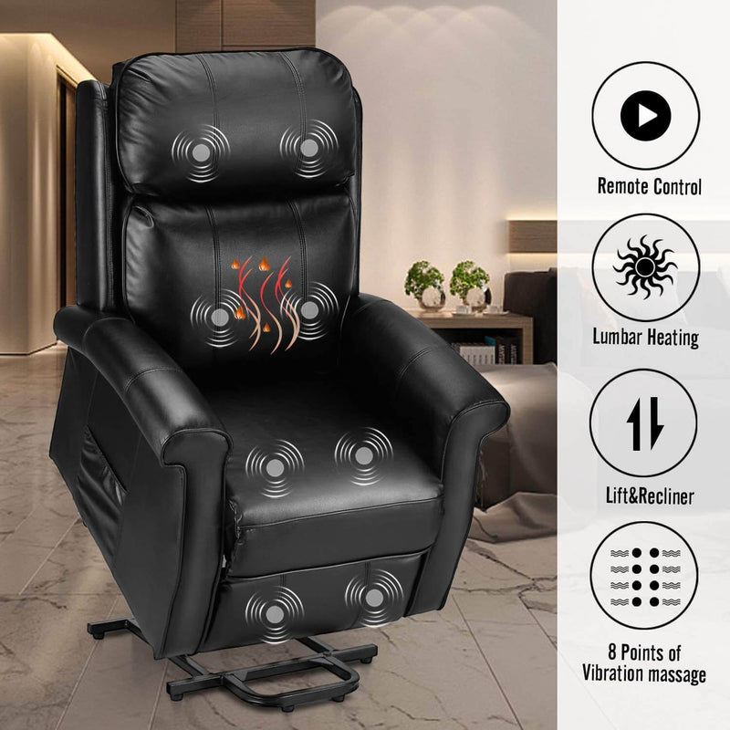 Faux Leather Power Lift Recliner Chair with Massage and Heating