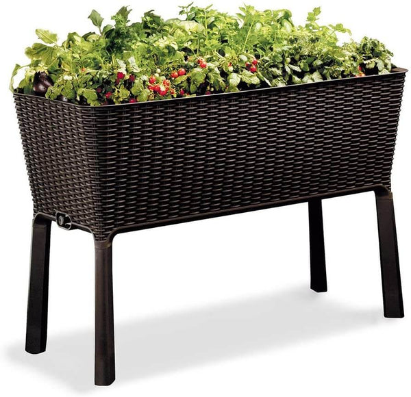31.7 Gallon Raised Garden Bed with Self Watering Planter Box and Drainage Plug, Brown