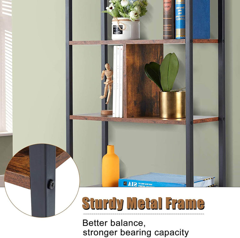 Industrial Bookcase with Cabinets,  Home Office 3-Tier Freestanding Storage Bookshelf, Open Display Shelf