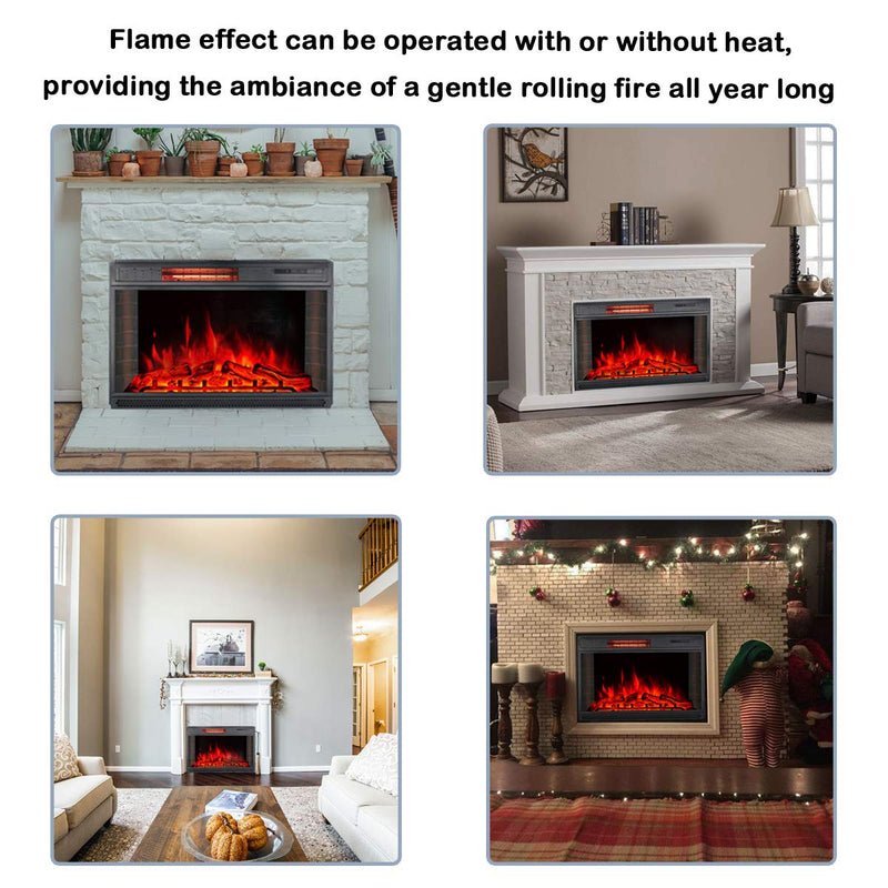 28"Electric Fireplace Insert, Recessed Mounted Electric Fireplace Heater with Remote Control,Black