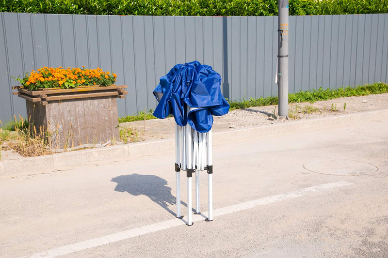 Foldable Outdoor Pop Up Canopy Tent Portable Slant Leg Shelter 10 x 10 ft Blue