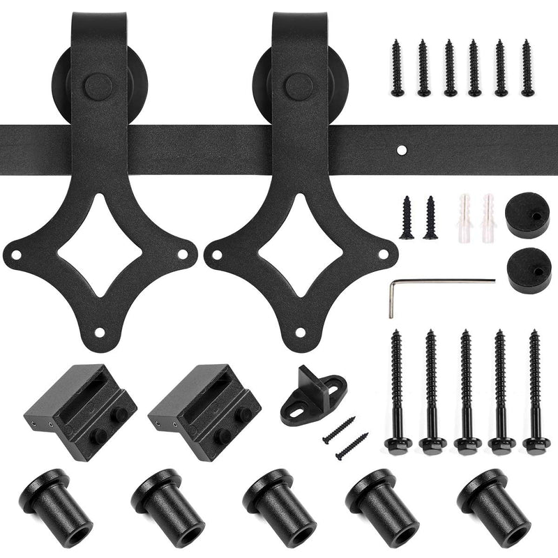 HomHum Sliding Barn Door Hardware Kit Rhombic Shape Heavy Duty Sturdy Modern